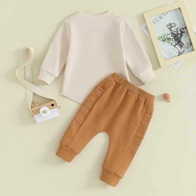 Kuriozud Toddler Baby Boy Fall Winter Clothes Long Sleeve Crewneck Pullover - Image 3