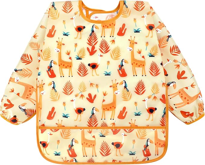 Accmor 5 Pack Long Sleeve Bibs, Baby Smock Waterproof Sleeved Bib Smock - Image 9