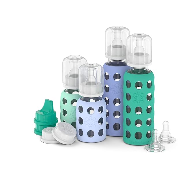 Lifefactory Baby Bottle Starter Set 10-Piece | 4 oz Mint & Blanket, 9 oz Kale & - Image 2