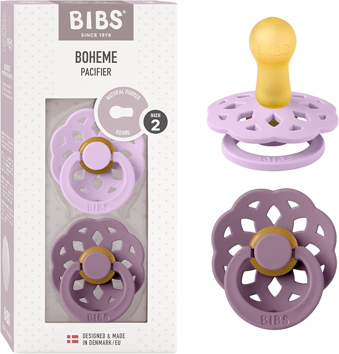 Bibs Pacifiers 6-18 Months | Boheme Collection 2-Pack | BPA-Free Round Nipple | by BIBS