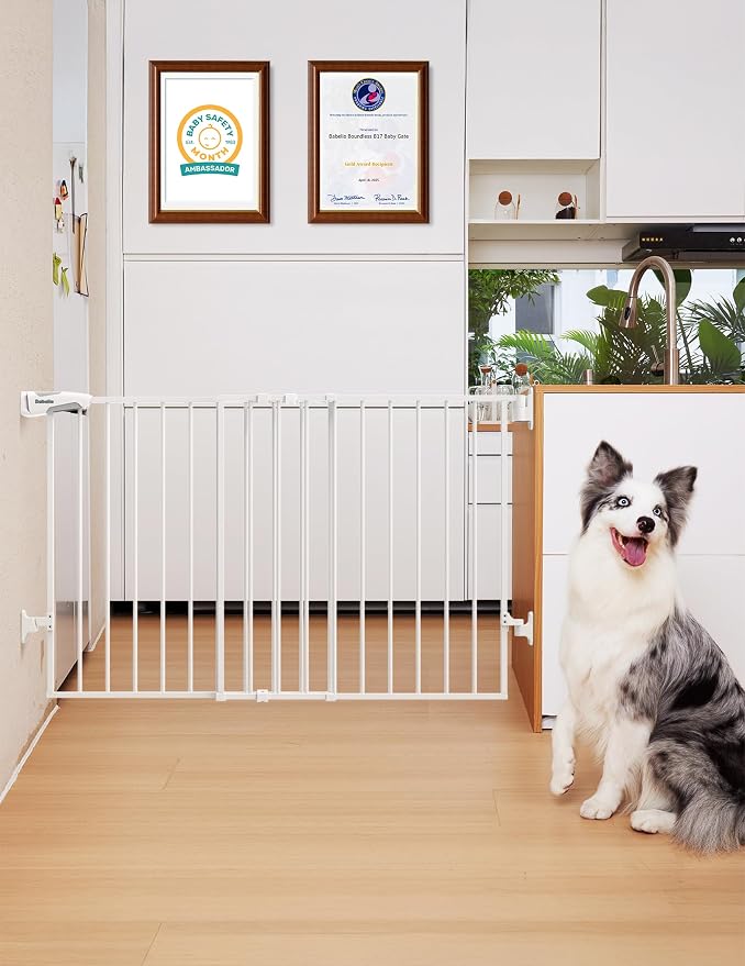 Babelio 31.5-55" No Bottom Bar Baby Gate Extra Wide, 2-in-1 Auto Close Dog Gate - Image 2