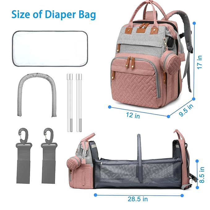 Jeryswet Baby Diaper Bags with Changing Station, Waterproof Large Capacity - Image 6