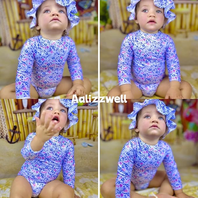 Aalizzwell Baby Girls Long Sleeve One Piece Swimsuit - Image 3