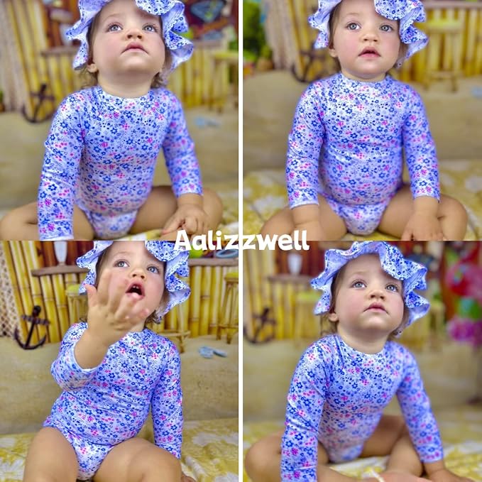 Aalizzwell Baby Girls Long Sleeve One Piece Swimsuit - Image 3