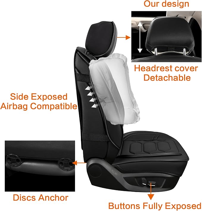 Pariitadin Leather Car Seat Covers Full Set, Waterproof Faux Leather Seat Covers - Image 5