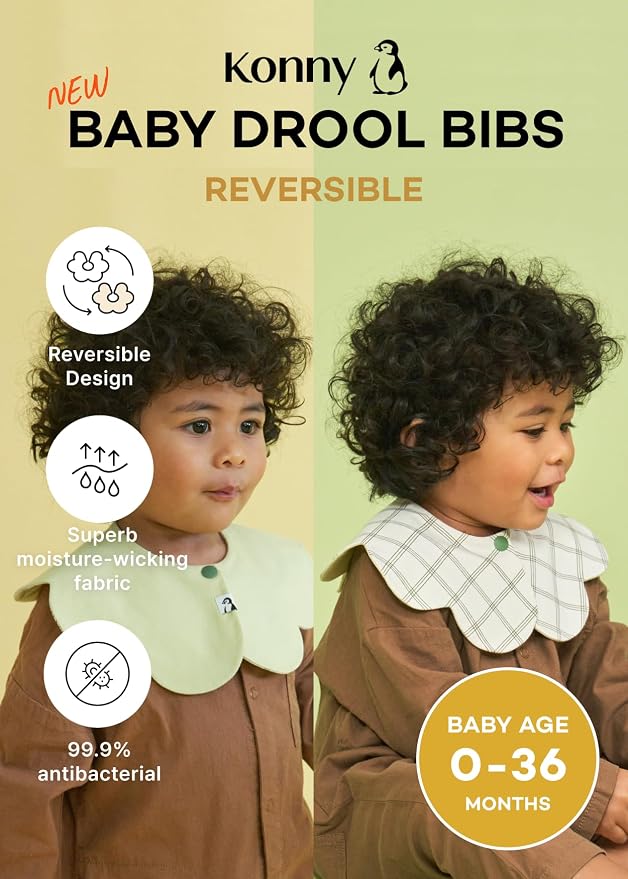 Konny Baby Bibs Set, 360 ​​° Rotate, Soft and Absorbent Bandana Drooling - Image 2