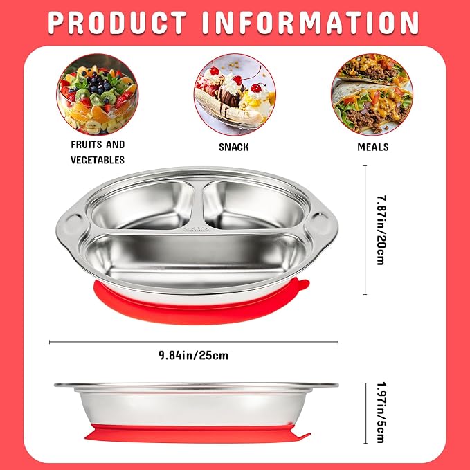 Mrs. Chou® Stainless Steel Baby Suction Plates: Divided Plates - Image 4