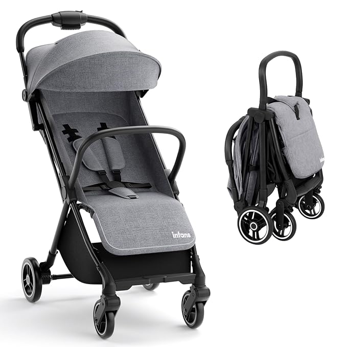 INFANS Ultra-Compact Fold Airplane Ready Travel Stroller, One-Hand Gravity Fold by INFANS