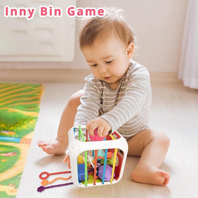 Montessori Toys for Toddlers, 7-in-1 Activity Cube, Shape Sorter Toy| Baby - Image 2