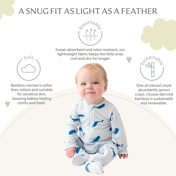 Bamboo Little Soft Baby Footie Pajamas, Baby Clothes, Newborn Sleepers - Image 3