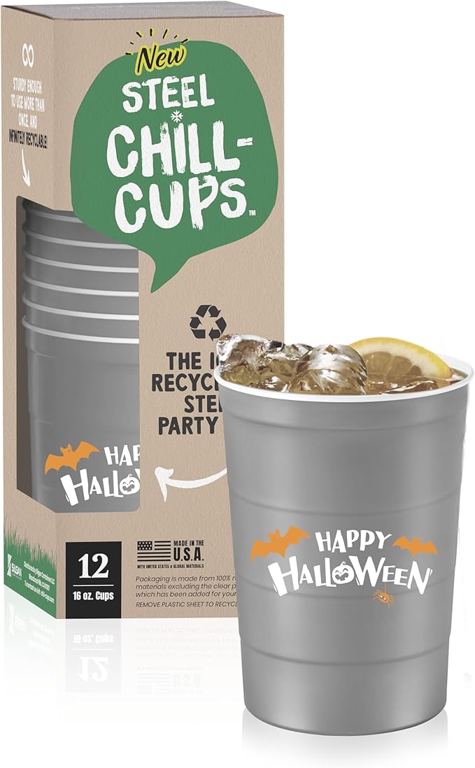 16 oz. Party Cups 'Happy Halloween' Ghost Design by SteelChillCups