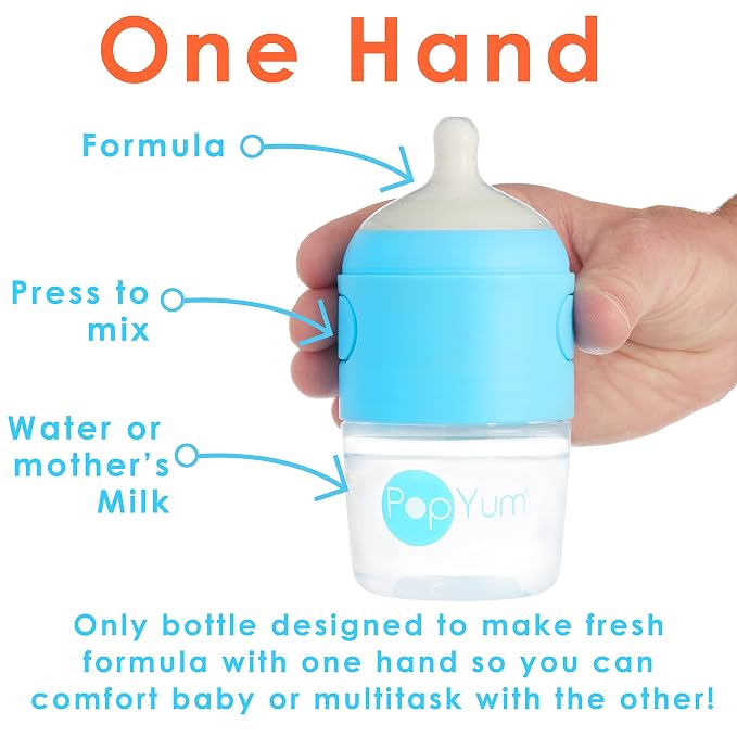 PopYum 5 oz Blue Anti-Colic Formula Making/Mixing/Dispenser Baby Bottles - Image 2