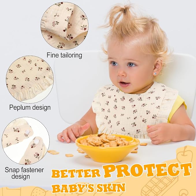 Mepase 10 Pcs Large Muslin Baby Girl Bibs Drool Teething Bibs Lap Shoulder - Image 3
