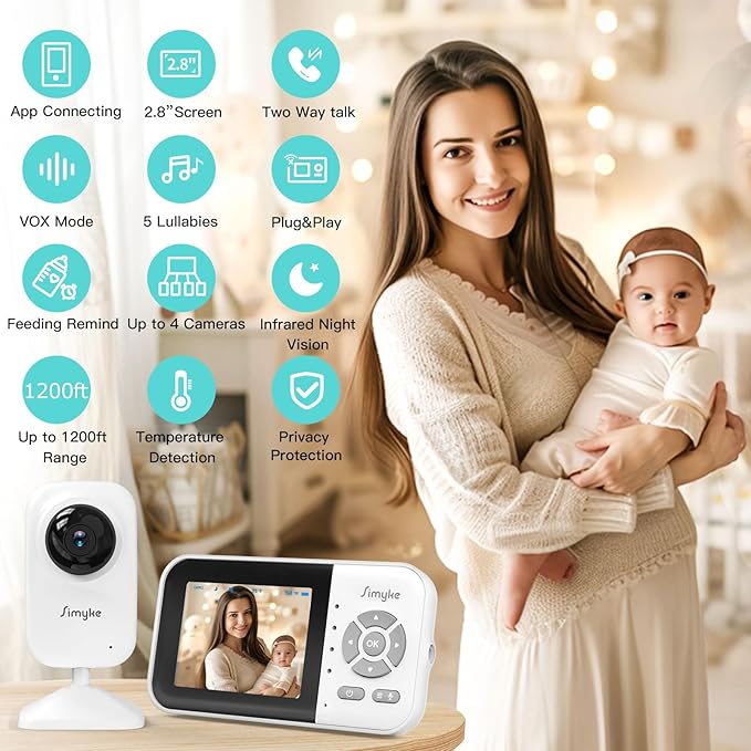 Upgrade Video Baby Monitor, WiFi Baby Camera, 2.8" Display and App Control - Image 3