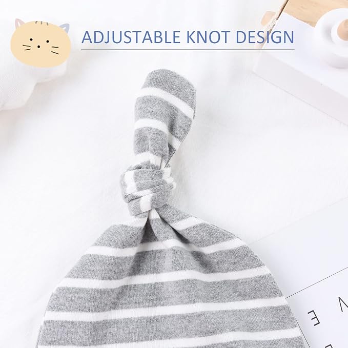 JANGANNSA Newborn Baby Hat Infant Baby Boys Beanie Top Knot Stretchy Hats - Image 2