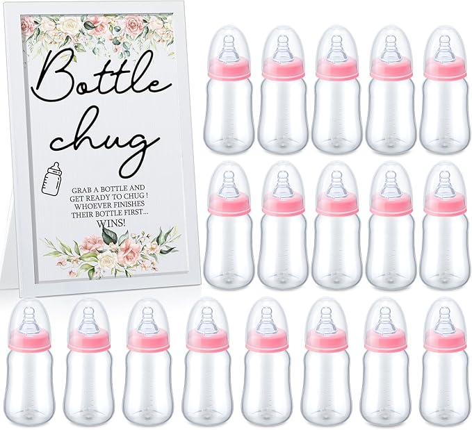 Roowest Bottle Chug Baby Shower Game Favors Including Flower Theme Bottle Chug by Roowest
