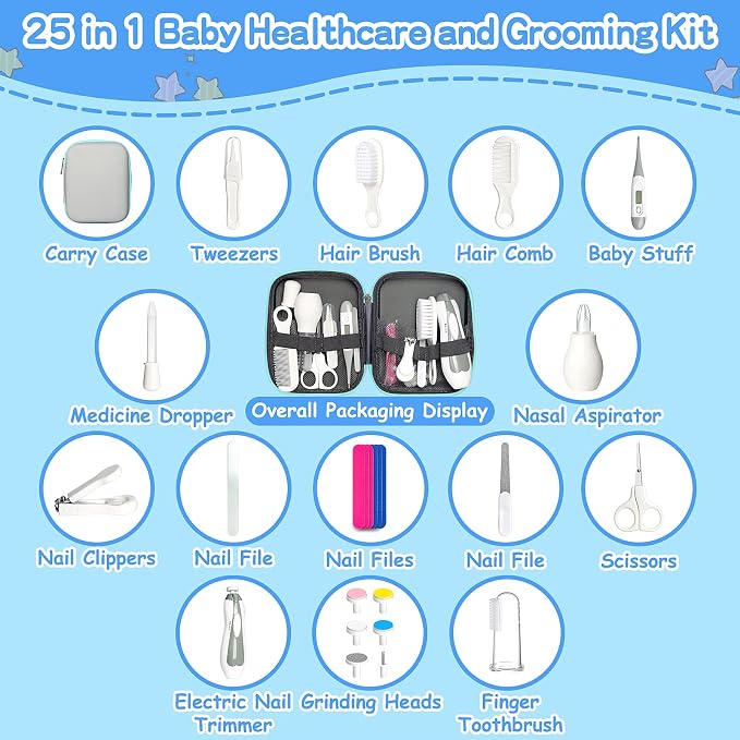 Baby Grooming Kit for Boys Girls Safety Newborn Nursery Essentials Grooming Set - Image 2