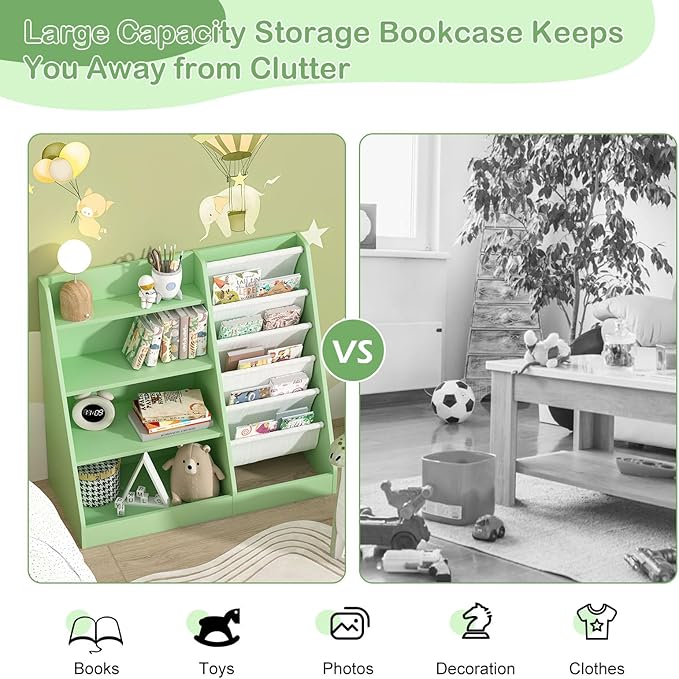 Kids Bookshelf Toddler Bookcase Children Book Rack Baby Toy Storage Organizer - Image 8