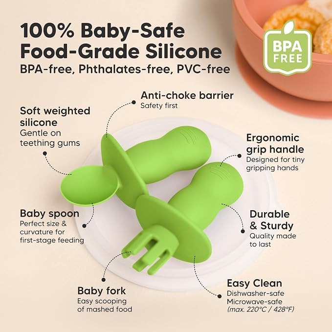 KeaBabies 4-Pack Silicone Baby Spoons and Forks Set - Image 2