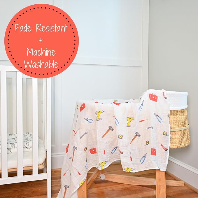 LollyBanks Muslin Swaddle Blankets, Soft Cotton Muslin Baby Blanket, 47 x 47 - Image 5