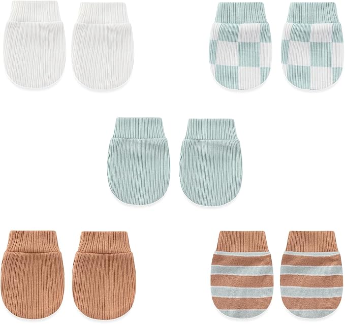 5 Pairs Baby Not Scratch Mittens 0-6 Months New Born Boy Girl Gloves Cute by falianni