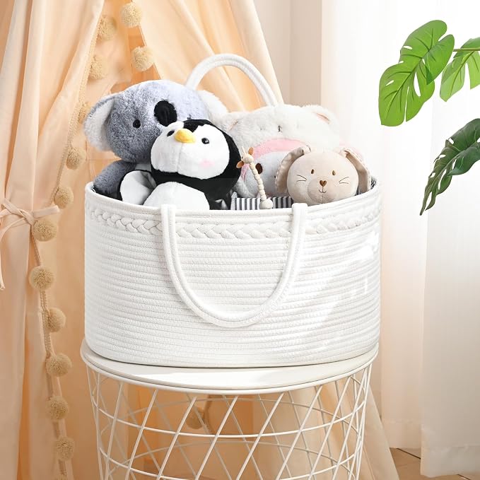 Baby Diaper Caddy Organizer, Cotton Rope Diaper Basket, Baby Basket - Image 6