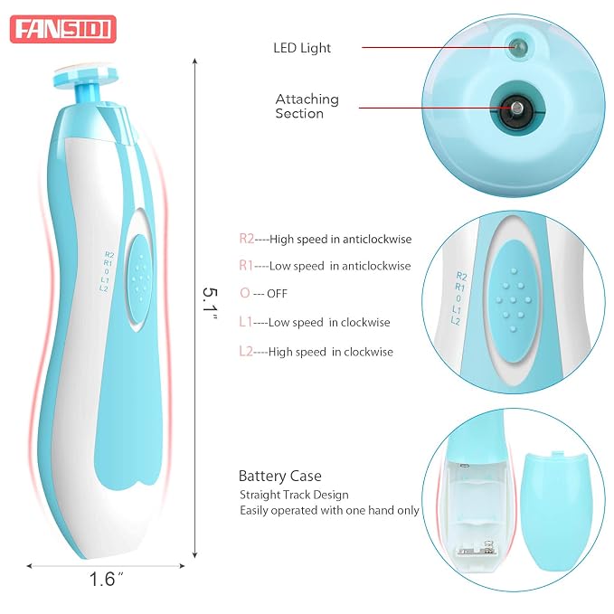 Baby Nail Trimmer Electric, FANSIDI Baby Nail Clippers Safe Baby Nail File Kit - Image 5
