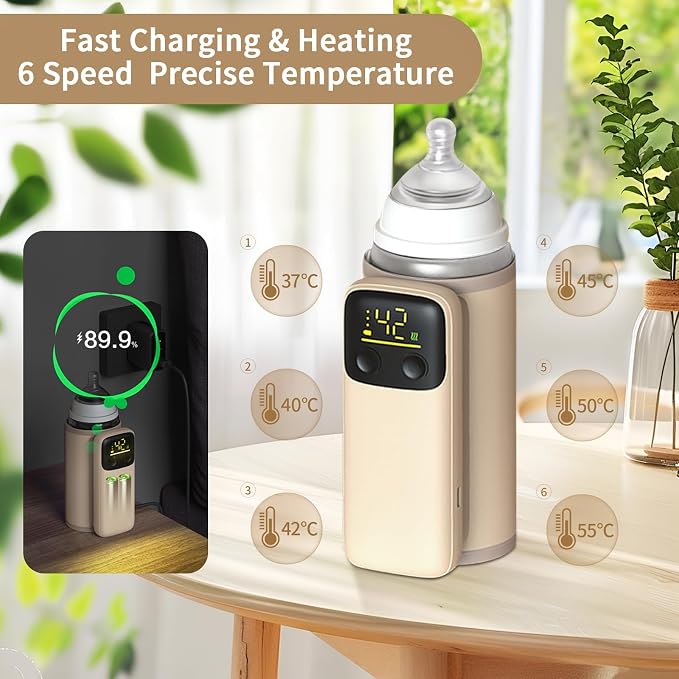 Portable Bottle Warmer, Travel-Friendly, Leak-Proof, Precise Temp-Control & LCD - Image 3