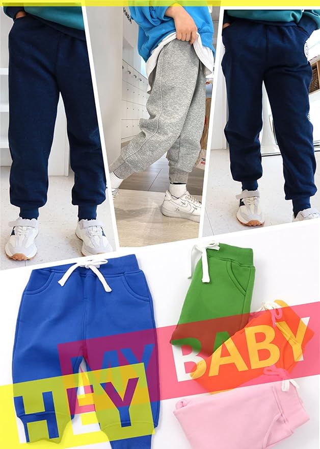 CuteOn Unisex Toddler Jogger Pants Kids Cotton Elastic Waist Winter Baby - Image 4