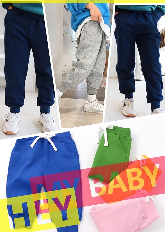 CuteOn Unisex Toddler Jogger Pants Kids Cotton Elastic Waist Winter Baby - Image 5