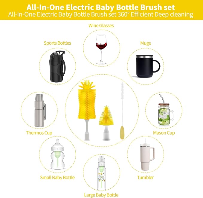 Electric Bottle Brush Cleaner, Portable Electric Baby Bottle Brush Cleaner - Image 5