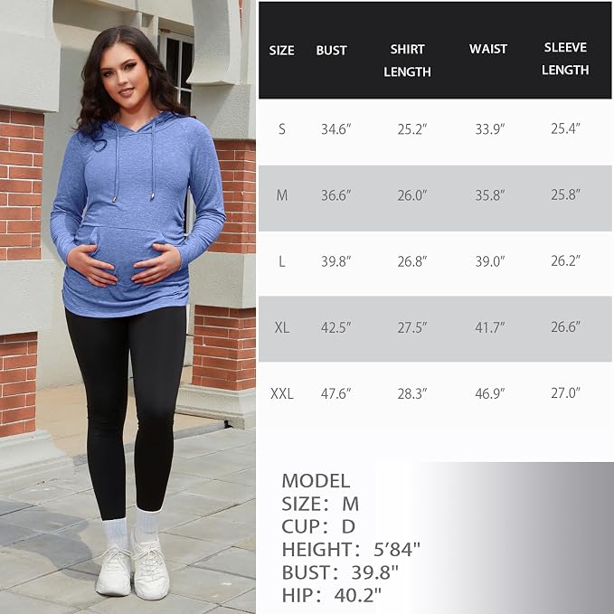 GINKANA Maternity Hoodie Long Sleeves Shirts Casual Maternity Top Pregnancy - Image 7