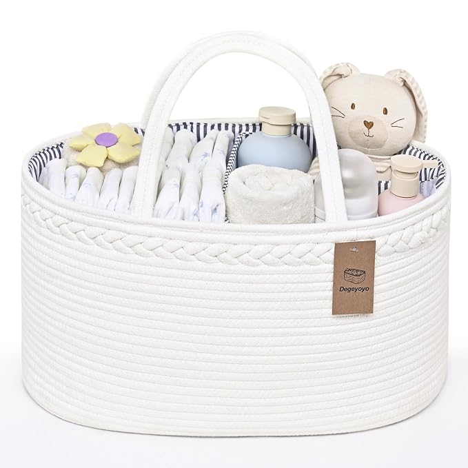 Baby Diaper Caddy Organizer, Cotton Rope Diaper Basket, Baby Basket by Degeyoyo