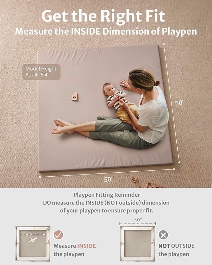 Blissful Diary Vegan Leather Baby Play Mat, 50x50 Thicken Foam Cushioned & - Image 2