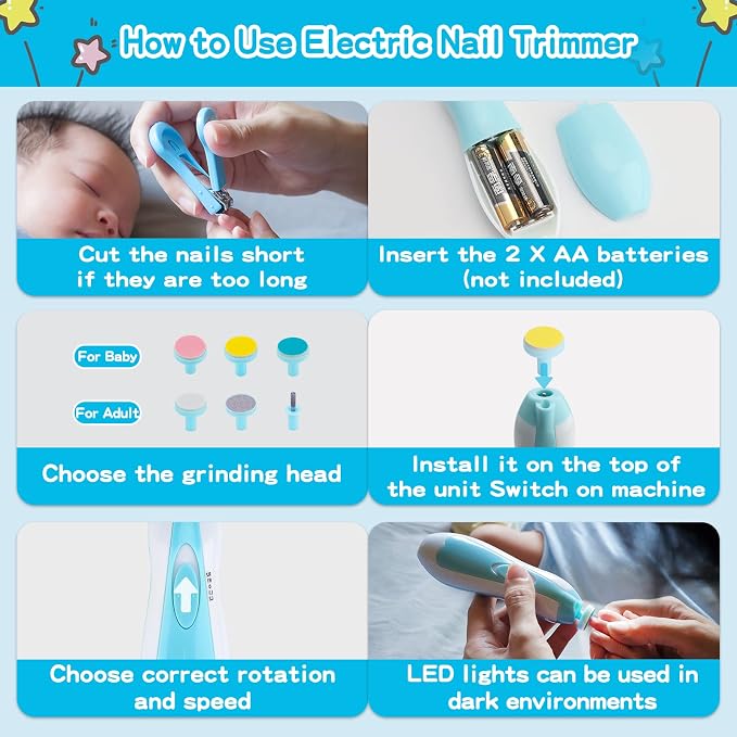 Baby Grooming Kit，Electric Safety Nail Trimmer Baby Nursery Kit，Infant Safety - Image 6