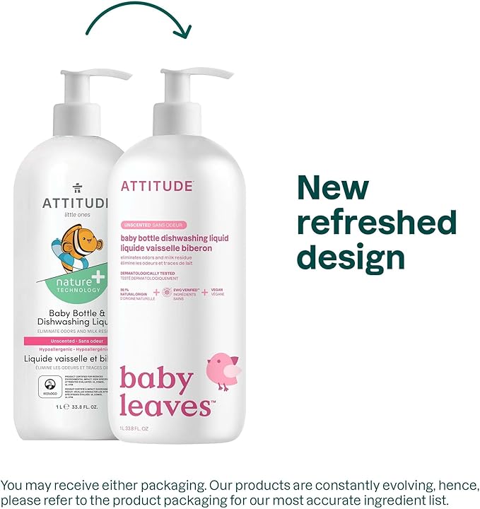 ATTITUDE Baby Dish Soap and Bottle Cleaner, EWG Verified Dishwashing Liquid - Image 2