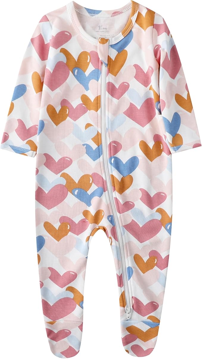 O2 BABY Baby Boys Girls Organic Cotton Zip-Front Sleeper Pajamas, Footed Sleep by O2BABY