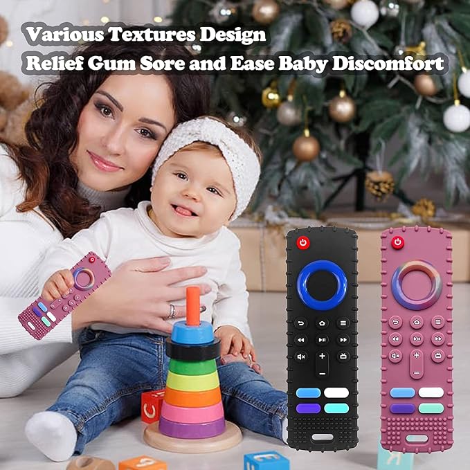 2-Pack Baby Teething Toys-TV Remote Control Shape Silicone Infants Teething Toys - Image 3