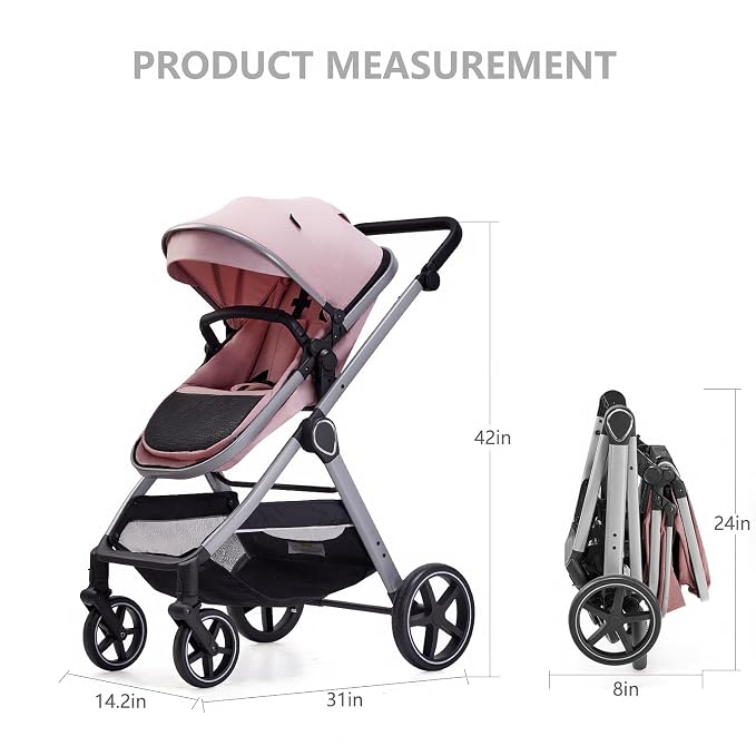 2 in 1 Baby Stroller, Newborn Infant Toddler Convertible Pram Stroller - Image 5