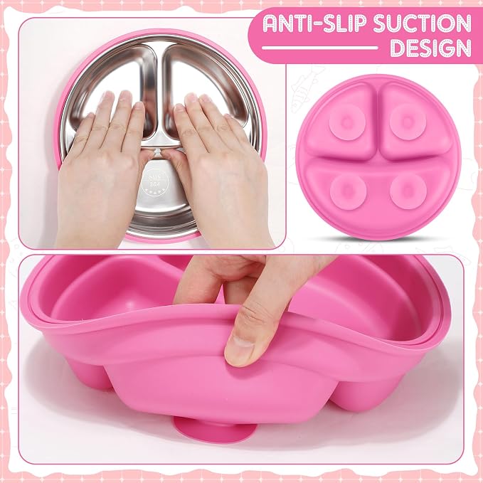 Nuogo 3 Pcs Stainless Steel Baby Suction Plates - Image 7