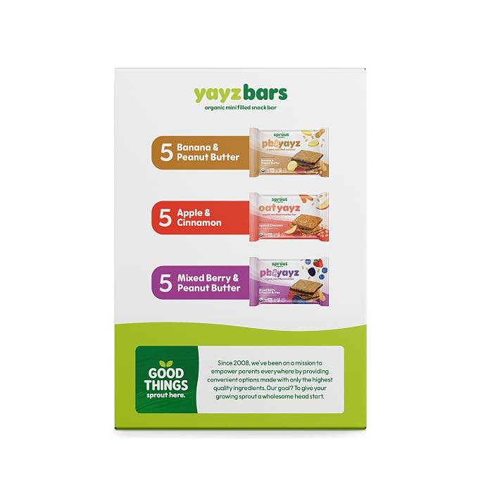 Sprout Organics, Toddler Snack Bars, Yayz Variety Pack, 15 Individual Bars 1 oz - Image 4