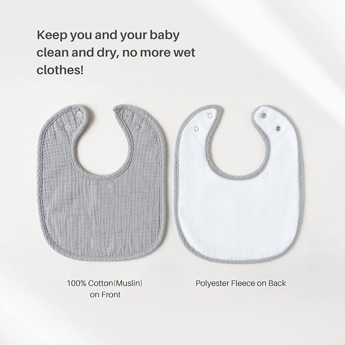 Konssy 6-Pack Muslin Baby Bibs for Boys & Girls, Soft Cotton Absorbent Bandana - Image 3