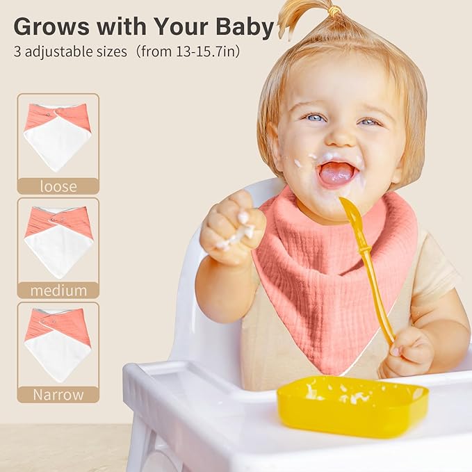 Muslin Baby Bibs, Soft Triangular Baby Bandana Drool Bibs - Image 5