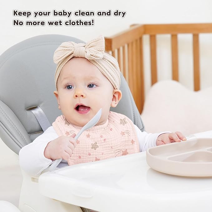 Susurration Muslin Baby Drool Bibs 10Pack Soft Square Adjustable Bandana Bibs - Image 4