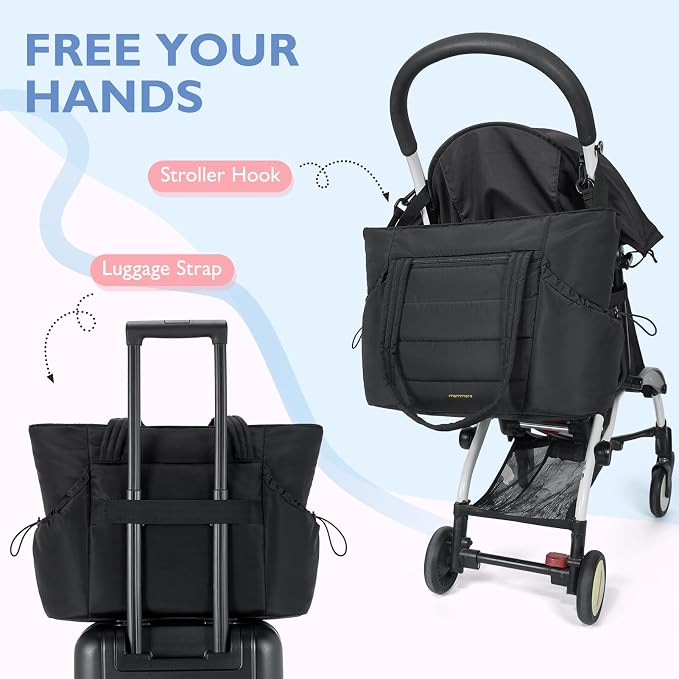 mommore Diaper Bag Tote with Stroller Organizer Puffer Bag Large Capacity Baby - Image 7