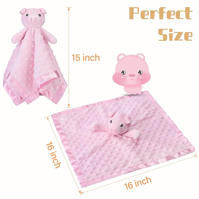 Pro Goleem Pig Loveys for Babies, Soft Security Blanket Baby Snuggle Toy - Image 5