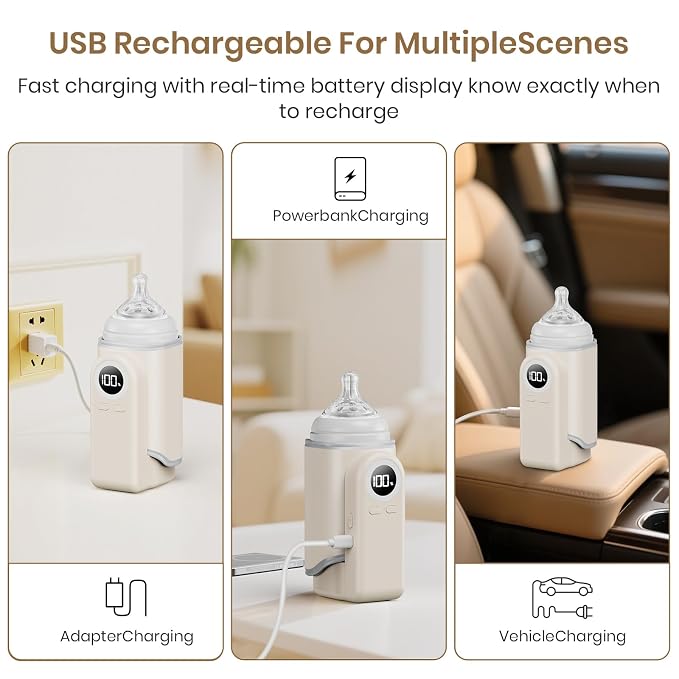 Portable Bottle Warmer for Travel, Precise Temperature Milk Warmer, 10000mAh - Image 4