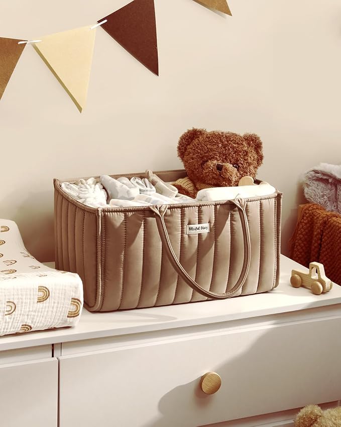 Blissful Diary Baby Diaper Caddy Organizer, Stylish Storage Basket - Image 7