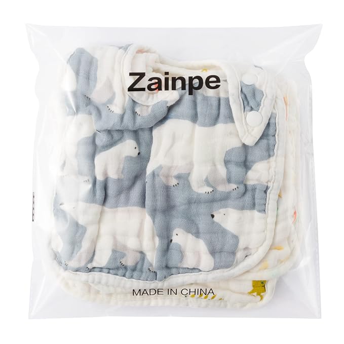 Zainpe 6Pcs Snap Muslin Cotton Bibs - Image 7