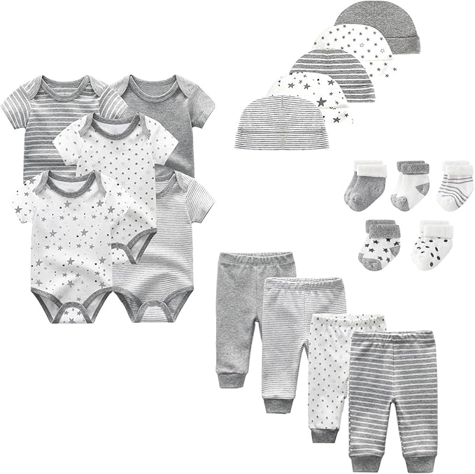 Unisex Baby Boy Girl Layette Sets Bodysuits Pants And Accessories 19 Packs by JELYLOVE